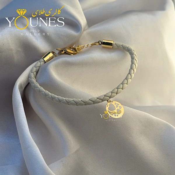 دستبند چرم قلب قلبی لیزری طلا